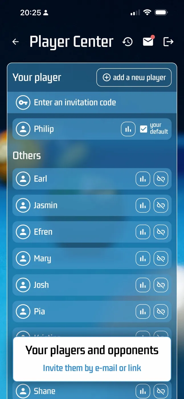 The Player Center with your players and the others